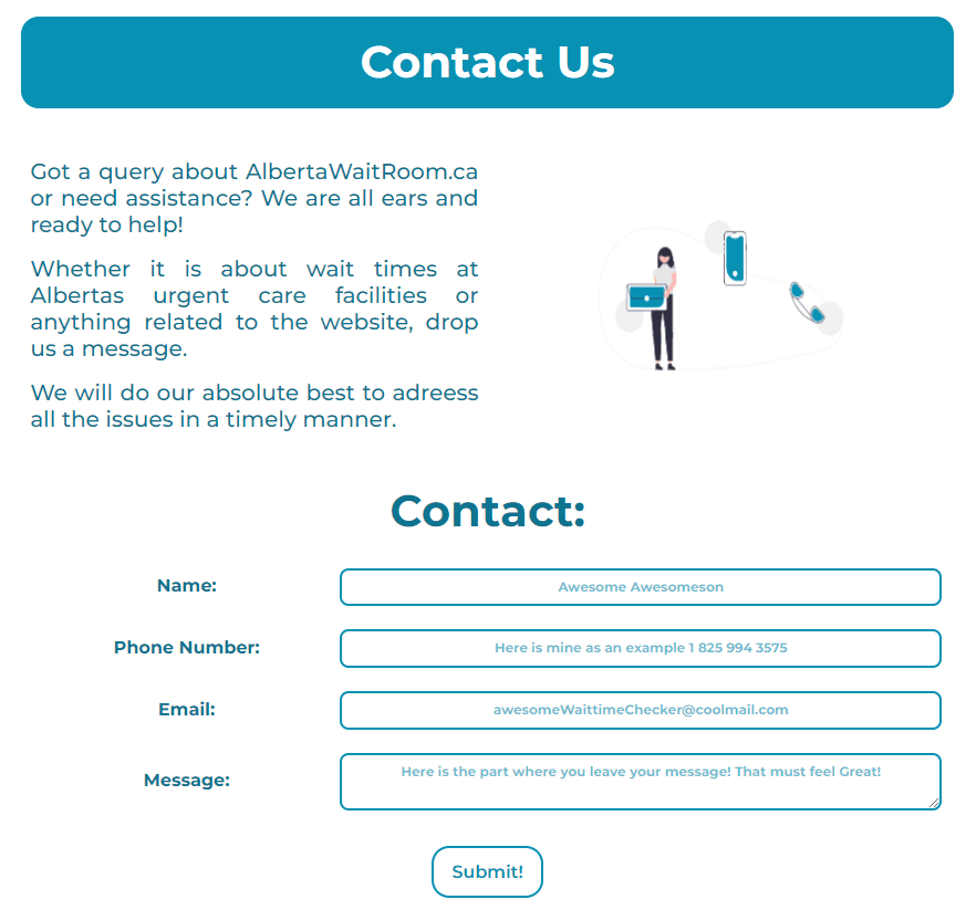 image of the contact page