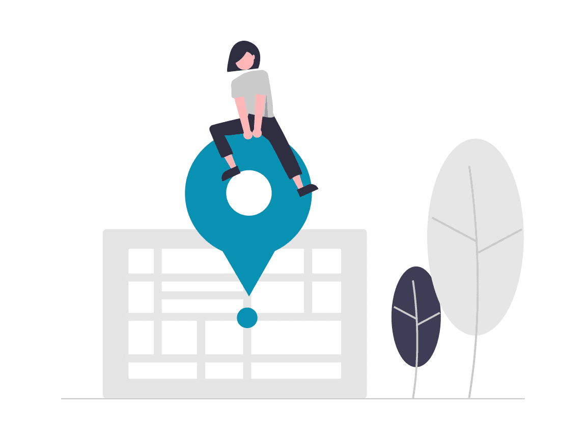 person on top of location marker